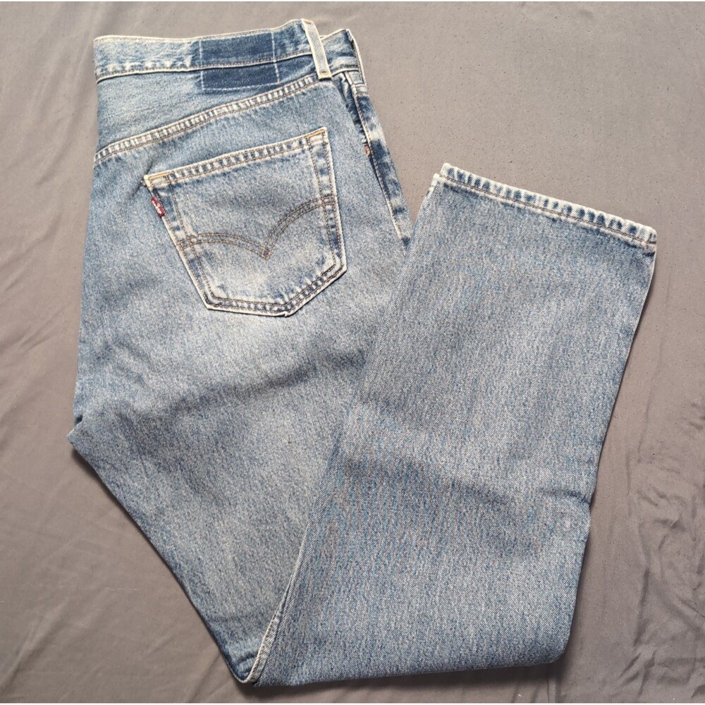 Levis 501 Stone Washed Button Fly Blue Jeans Mens 36x30 Straight Leg No Label